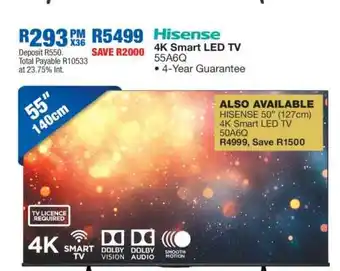 OK Furniture Hisense 4K Smart LED TV 55A6Q offer