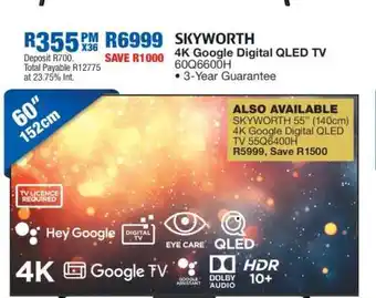 OK Furniture SKYWORTH 4K Google Digital QLED TV offer