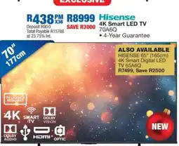 OK Furniture Hisense 4K Smart LED TV 70A6Q offer