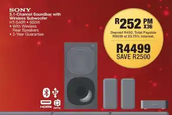 OK Furniture SONY 5.1-Channel Soundbar with Wireless Subwoofer offer