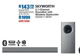 OK Furniture SKYWORTH 2.1 Channel Soundbar with Wireless Subwoofer offer