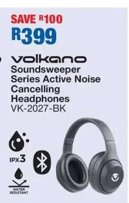 OK Furniture Volkano Soundsweeper Series Active Noise Cancelling Headphones VK-2027-BK offer