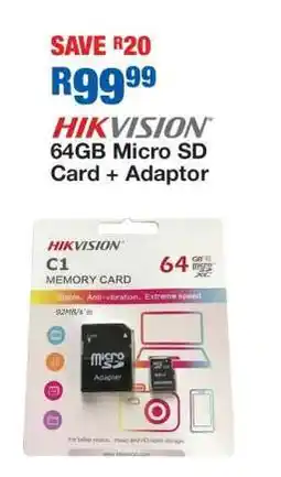OK Furniture HIKVISION 64GB Micro SD Card + Adaptor offer