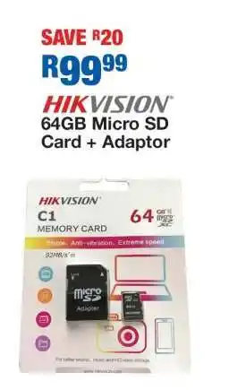 OK Furniture HIKVISION 64GB Micro SD Card + Adaptor offer
