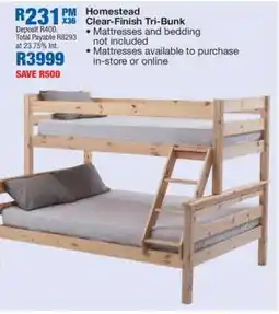 OK Furniture Homestead Clear-Finish Tri-Bunk offer