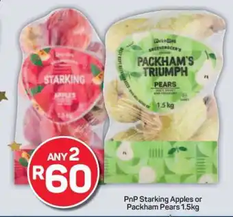 Pick n Pay PnP Starking Apples or Packham Pears 1.5kg offer