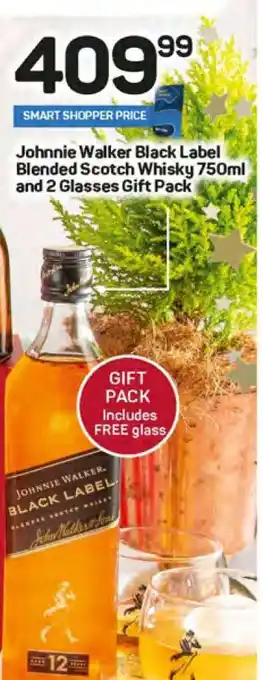 Pick n Pay Johnnie Walker Black Label Blended Scotch Whisky 750ml and 2 Glasses Gift Pack offer