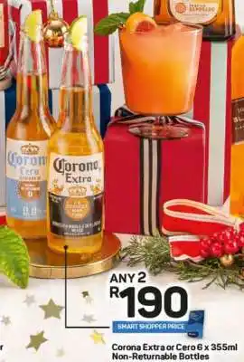 Pick n Pay Corona Extra or Cero 6 x 355ml Non-returnable Bottles offer