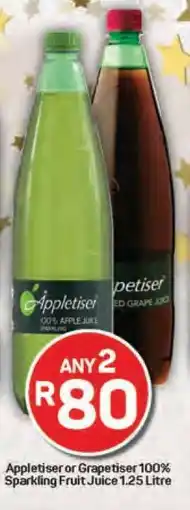 Pick n Pay Appletiser or Grapetiser 100% Sparkling Fruit Juice 1.25 Litre offer