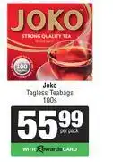 Spar Joko Tagless Teabags-100s Per Pack offer