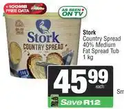 Spar Stork Country Spread 40% Medium Fat Spread Tub-1Kg offer