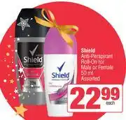 Spar Shield Anti Perspirant Roll On For Male Or Female Assorted-50ml Each offer