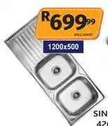 K Carrim Sink Drop-In 1200 x 500 Including Waste 42654/45680 offer