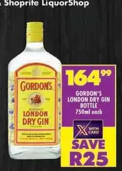 Shoprite GORDON'S LONDON DRY GIN BOTTLE offer