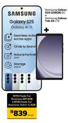 MTN Samsung Galaxy S25 (256GB) 5G + Samsung Galaxy Tab A9 LTE offer