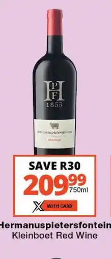 Checkers Hermanuspietersfontein Kleinboet Red Wine offer