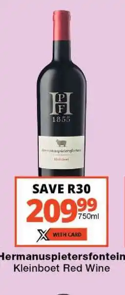 Checkers Hermanuspietersfontein Kleinboet Red Wine offer