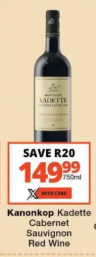 Checkers Kanonkop Kadette Cabernet Sauvignon Red Wine offer
