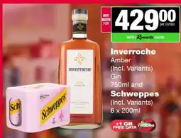 Spar Tops Inverroche Amber Gin & Schweppes offer