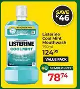 Dis-Chem Listerine Cool Mint Mouthwash-750ml offer
