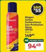 Dis-Chem Biogen Active Performance Sun Protection Spray SPF50-150ml offer