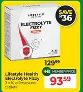 Dis-Chem Lifestyle Health Electrolyte Fizzy 3 x 10 Effervescent Tablets offer