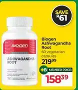 Dis-Chem Biogen Ashwagandha Root 60 Vegetarian Capsules offer
