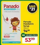 Dis-Chem 0Panado Paediatric Syrup-100ml offer