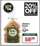 Dis-Chem Alette's Rusks-450g offer