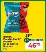 Dis-Chem Biogen Peckish Much Protein Choc Coated Pretzels-60g offer