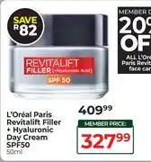 Dis-Chem L'Oreal Paris Revitalift Filler + Hyaluronic Day Cream SPF50-50ml offer