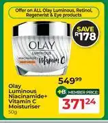 Dis-Chem Olay Luminous Niacinamide+ Vitamin C Moisturiser-50g offer