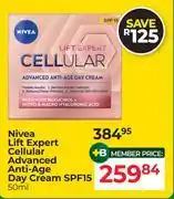 Dis-Chem Nivea Lift Expert Cellular Advanced Anti Age Day Cream SPF15-50ml offer