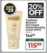 Tropitone Bronze It 3 In 1 Instant Gradual Bronzing Cream SPF15-150ml