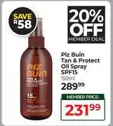 Dis-Chem Piz Buin Tan & Protect Oil Spray SPF15-150ml offer