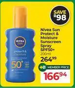 Dis-Chem Nivea Sun Protect & Moisture Sunscreen Spray SPF50+-200ml offer
