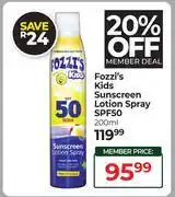 Dis-Chem Fozzi's Kids Sunscreen Lotion Spray SPF50-200ml offer