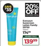 Dis-Chem Everysun Sunscreen Lotion Family SPF50-100ml offer