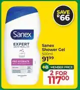 Dis-Chem Sanex Shower Gel-For 2 x 500ml offer