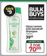 Dis-Chem Glyco-Lemon Anti-Dandruff Shampoo-For 2 x 400ml offer