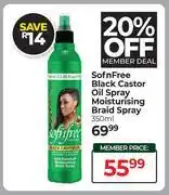 Dis-Chem SofnFree Black Castor Oil Spray Moisturising Braid Spray-350ml offer