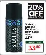 Dis-Chem Status Cologne Deodorant Body Spray-130ml Each offer