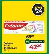 Dis-Chem Colgate Total Toothpaste-75ml offer