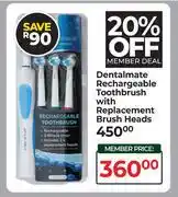 Dis-Chem Dentalmate Rechargeable Toothbrush With Replacement Brush Heads offer