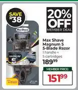 Dis-Chem Max Shave Magnum 5 5-Blade Razor (1 Handle + 5 Cartridges) offer