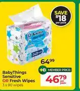 Dis-Chem Baby Things Sensitive Or Fresh Wipes-Per Pack offer