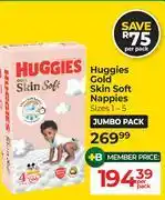 Dis-Chem Huggies Gold Skin Soft Nappies-Per Pack offer