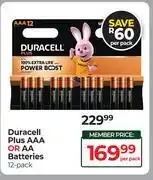 Dis-Chem Duracell Plus AAA Or AA Batteries 12 Pack-Per Pack offer