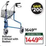 Dis-Chem Rollator 3 Wheel With Basket offer