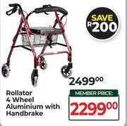 Dis-Chem Rollator 4 Wheel Aluminium With Handbreak offer